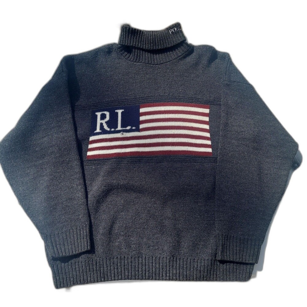 Vtg Polo Sport RL Flag Sweater Ralph Lauren Americana